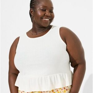 TORRID Texture Knit High Neck Ruffle Crop Top